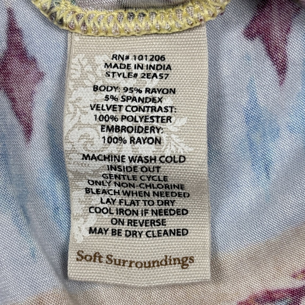 Soft Surroundings Womens Sz S‎ Fifi Embroidered Floral Tunic Top Blouse Festival - Picture 13 of 13